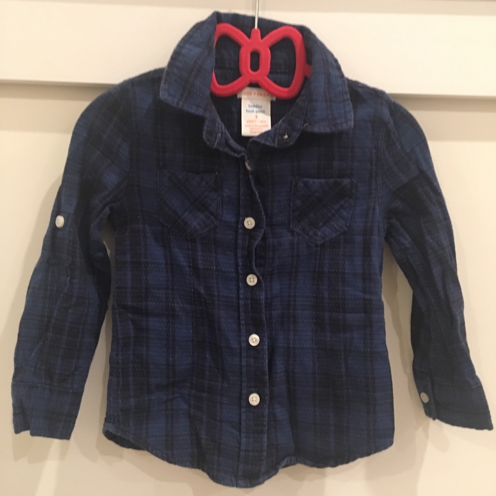 Blue plaid Trendy Toddler Button-down